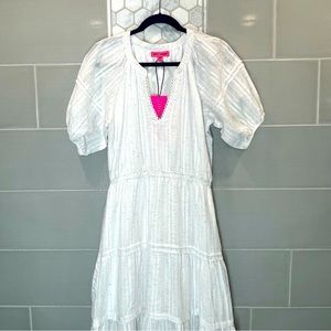 NWT Betsy Johnson confetti white midi dress